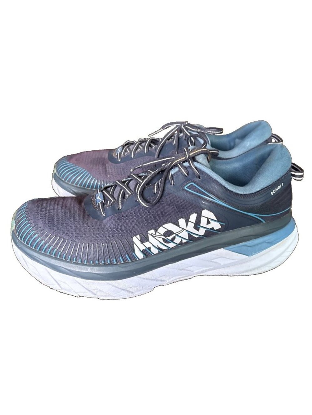 Hoka One One Bondi 7 Running Shoes Men’s Size 10.5” Blue Gray Athletic Sneakers